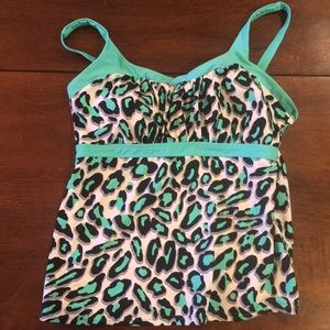 ZeroXPosur Cheetah Print Tankini Top